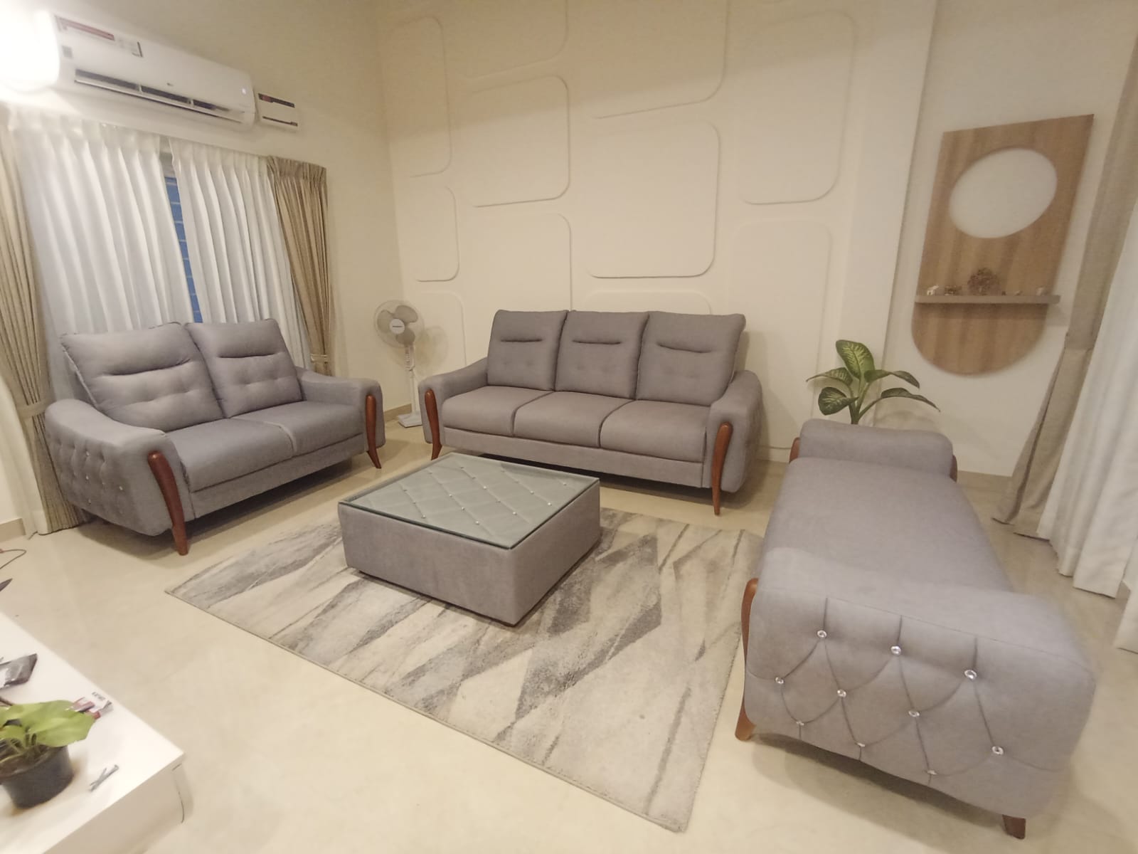 Sofa repair T Nagar - restored teal corner sofa set