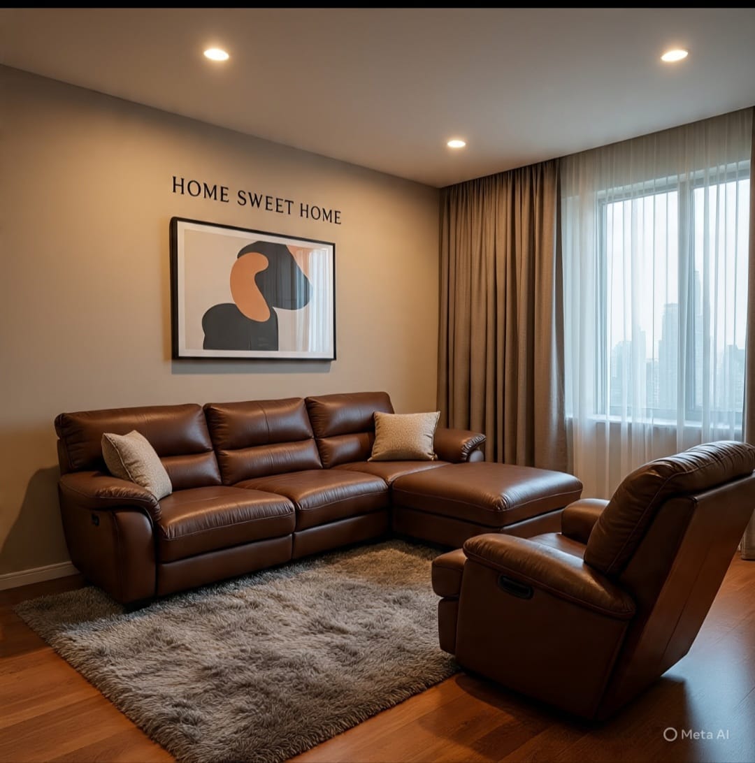 Grey fabric sofa set after upholstery work in T Nagar